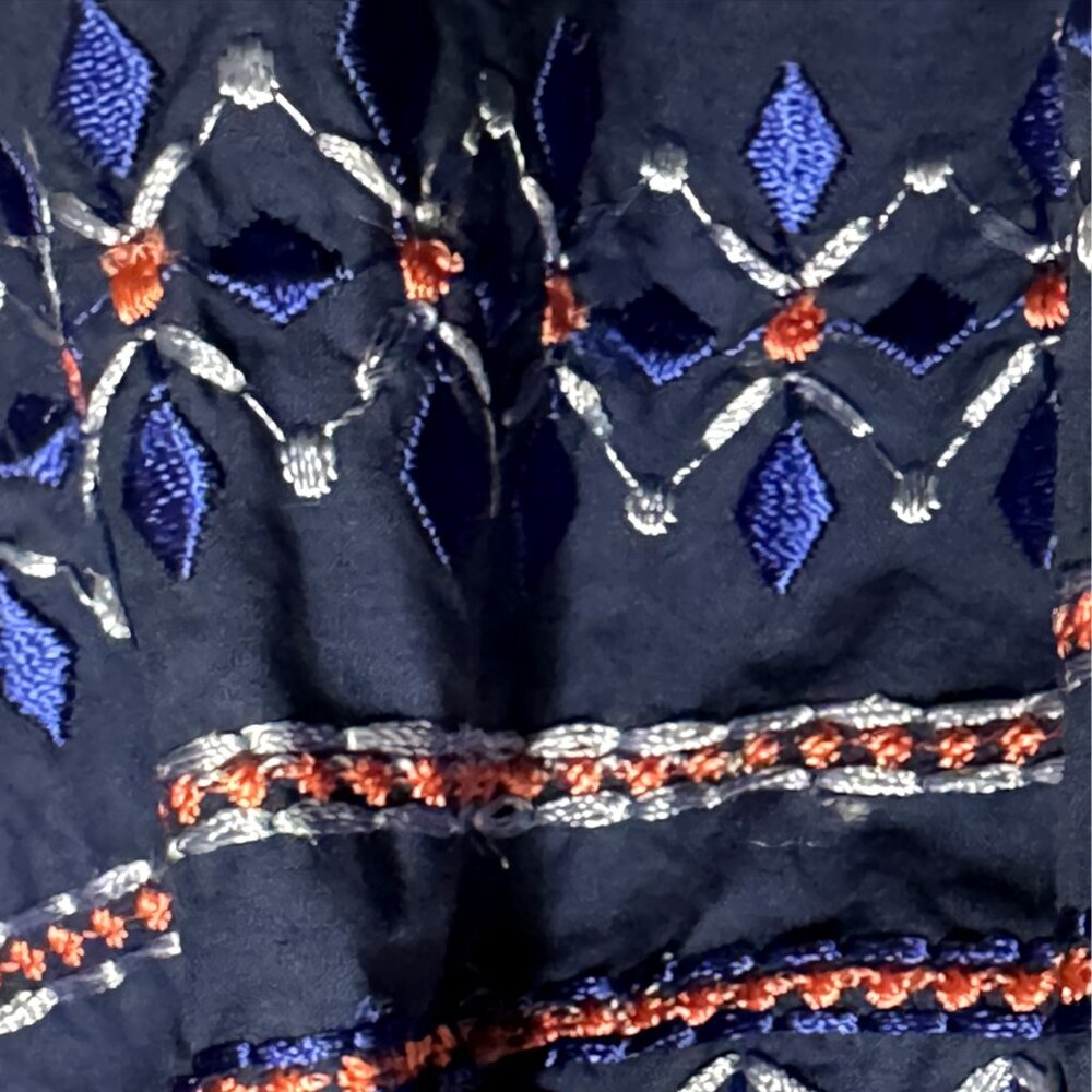 Navy One Shoulder Embroidered Dress Size M - Picture 4 of 5